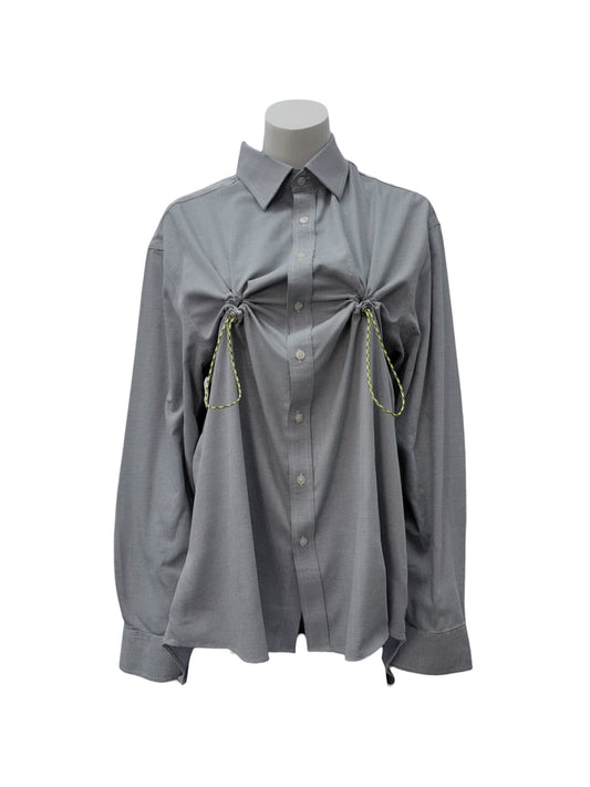HULFE 7am blue-weave shirt with yellow nylon ribbon and metal clasp