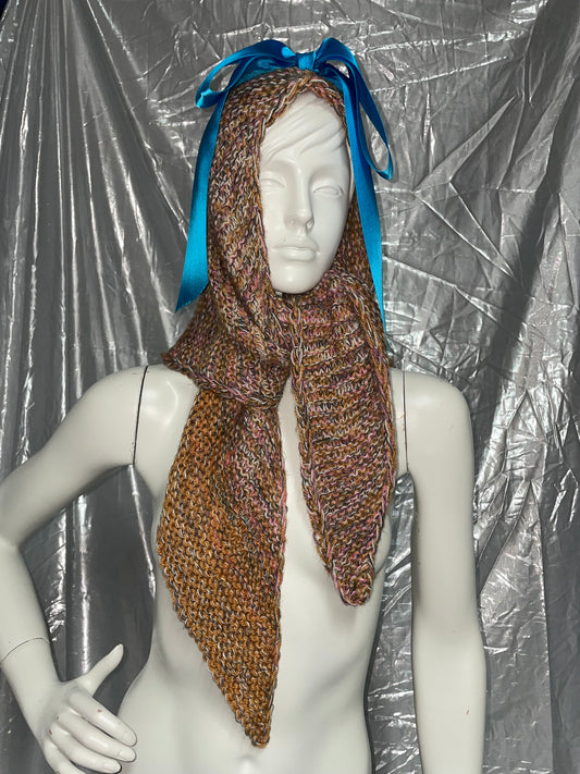 HULFE Bunny Bow Wool Scarf with satin bunny bow