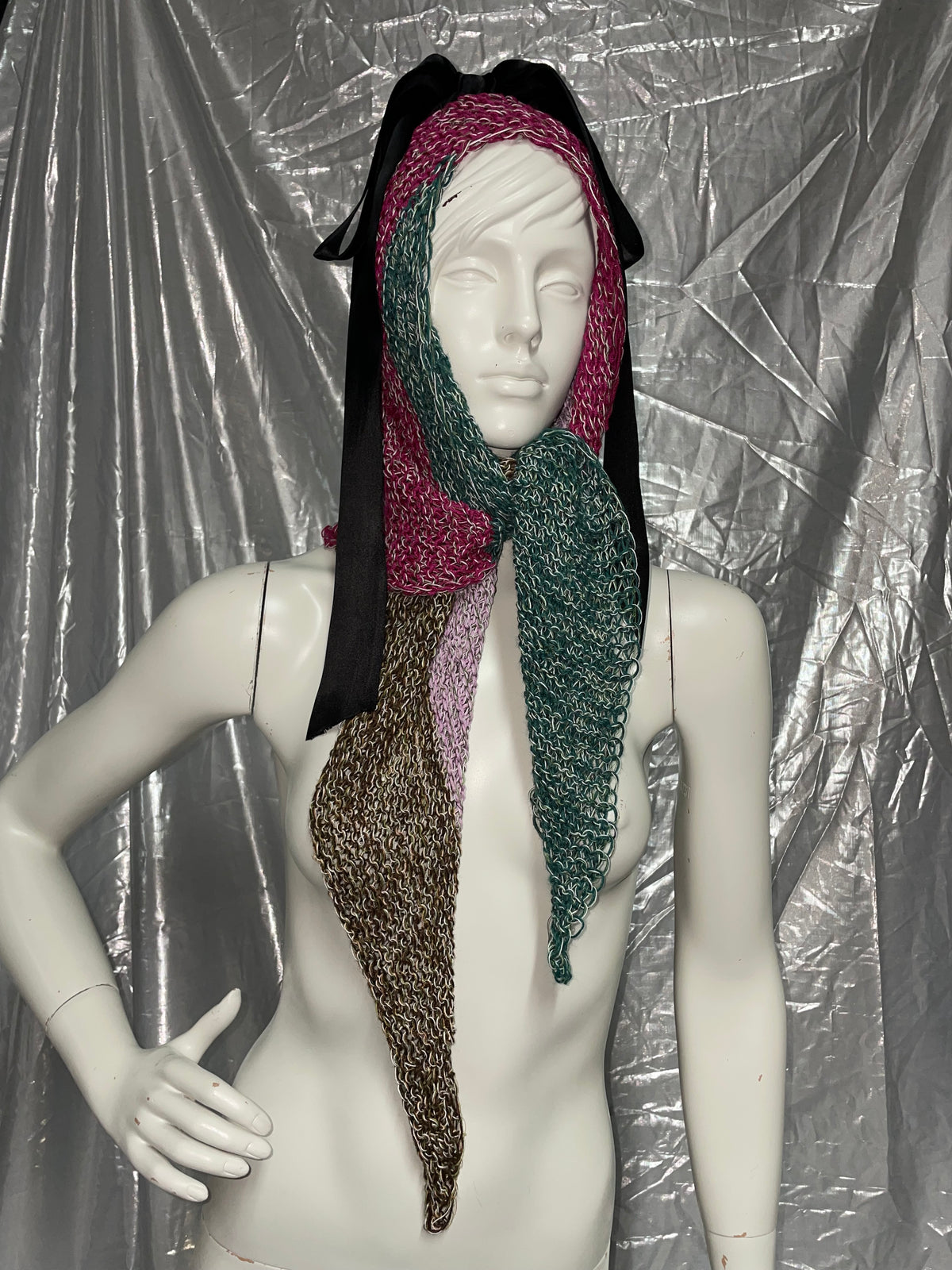 Alternate view of HULFE Bunny Bow Wool Scarf with satin bunny bow