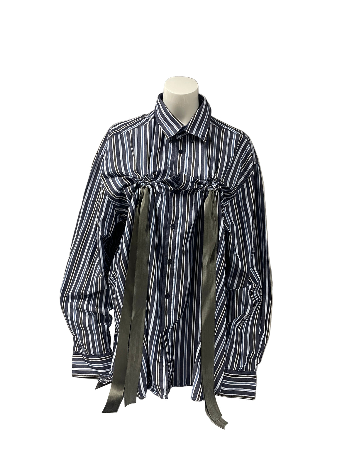 Alternate view of HULFE Tragedy blue-striped shirt